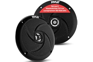 Pyle Wasserdichter Marine-Lautsprecher – 13,3 cm (5,25 Zoll), 180 Watt Low Profile Slim Style System – wetterbeständige Outdoor-Lautsprecher für Boot, Terrasse, Pool, Deck, Zuhause (schwarz)