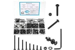 MOQINAI 750 Stück M3 Schrauben Set, Rundkopf Innensechskantschrauben Muttern Set, Maschinenschrauben und Muttern Sets, Kleine Gewindeschrauben Sets, linsenkopfschrauben Schwarz mit Unterlegscheiben Kit