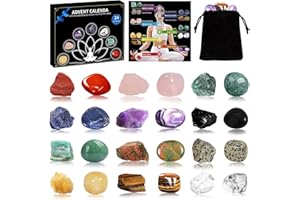 LALIEFFACELY Edelstein Adventskalender 2025 Kinder, 24 Tägiger Adventskalender Kristalle Heilsteine Natürlichen Chakra Steinen Heilsteinen Jungen Mädchen, Spirituelles Geschenk Yoga Meditation Sammlerstücke