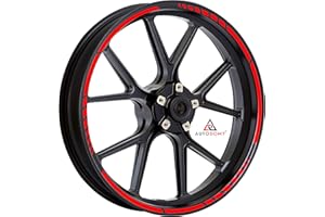 Autodomy Pack 6 Units Wheel Rim Stickers Desing Sport | Complete set for 2 Motorcycle Wheel Stripes 15" to 19" Resistant Rain and UV | Motorbike Stickers Red