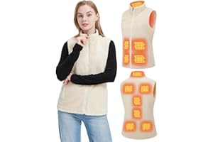 Gokozy Sherpa Fleece heated Gilet with 7.4v Battery,11 Heating Zones Ladies Sherpa Fleece heated Vest Borg fleece heated body warmer for Women