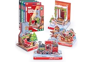 CubicFun 4 Sets of Christmas Them 3D Puzzles 109 Pcs, Xmas Gifts for Kids Ages 4-12 Christmas 3D Puzzles for Kids 2023 Christmas Toys for Girls Boys 4-12 Christmas Puzzles for Kids Adults