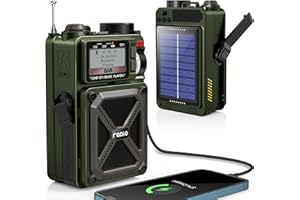 RYCHI Portable DAB/DAB+ & FM Radio with Bluetooth 5.3, Solar Radio, 4000mAh Emergency Wind up Radio, Rechargeable Hand Crank Radio with SOS, Flashlight, Earphone Jack, SD Card, USB, White Noise
