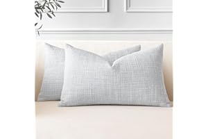 JOTOM Juego de 2 Fundas de Cojín 40x60 cm Blue Gris Lino Fundas de Almohada Decorativas 16x24 Pulgadas Cuadradas Funda de Cojín Decoración del Hogar para Sofá Cama
