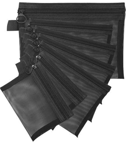 Lot De 6 Pochettes Zippées A5 Imperméables - 24x18 Cm - Pour Documents, Argent, Cosmétiques - Bureau, Voyage, Maison - 7
