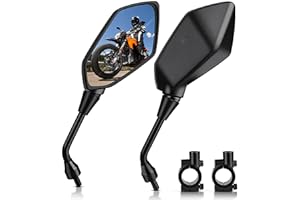 MICTUNING Mirror for Motorbike,Universal Side Mirror with 10mm Bolt 7/8 inches Handlebar Clamp Mirror,High Definition,Blast-resistant Handlebar Wing Foldable Mirrors, End Side Mirror (2 Pack)