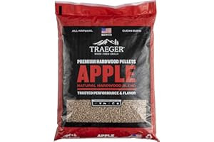 Traeger Grills Apple 100% Naturholzpellets für Smoker und Pelletgrills, BBQ, Backen, Braten und Grill, 9 kg Beutel