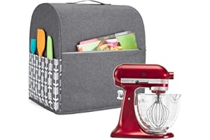 Yarwo Housse de Protection pour KitchenAid Robot, Housse de Protection Anti-Poussière pour KitchenAid, Convient pour Tous Les batteurs sur Socle de 4,3 et 4,8 litres(Petit, Gris avec Motif de Flèche)