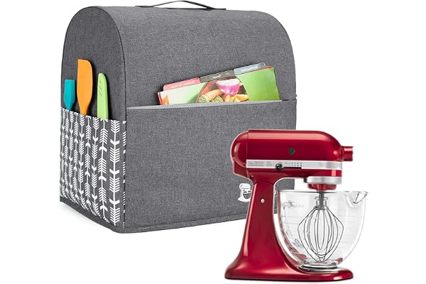 Yarwo Housse de Protection pour KitchenAid Robot, Housse de Protection Anti-Poussière pour KitchenAid, Convient pour tous les batteurs sur socle de 4,3 et 4,8 litres(Petit, Gris avec Motif de Flèche)
