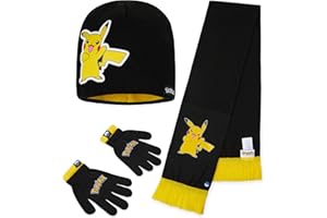 Pokémon Set Invernale Bambino 2 Pz con Cappello e Guanti o 3 con Cappello Guanti Invernali & Sciarpa, Regalo Bambini