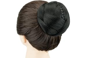 IMISSU Moño Bailarina Trenzado Postizos de rosquilla para cubrir el cabello Moño para el cabello Scrunchie Peluca Updo para mujer (M3 Negro)