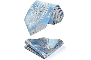 HISDERN Męski krawat w tureckie kwiatowe wzory; ślubny krawat i poszetka; zestaw biznesowy