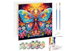 Viart Butterfly Paint by Numbers for Adults with Frame,Butterflies Paint by Numbers Canvas Kits,Paint by Numbers Adult Perfect for Gift Home Wall Decor(8x8inch)