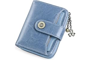 SENDEFN Damski portfel na monety Skórzany mały składany kompaktowy portfel damski z ochroną RFID