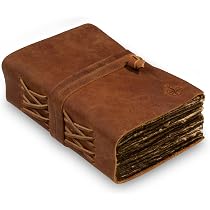 ALCRAFT Leren Dagboek - 15,2x11,4cm Handgemaakt Met Gekartelde Rand - Vintage Look Voor Schrijven Of Schetsen