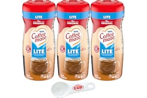 Coffee mate Gluten-Free Lactose-Free Original Lite Powdered Creamer, 11 oz Canister (Pack of 3) with By The Cup Coffee Scoop