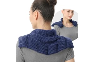 UNCN Wheat Bags Microwavable for Neck and Shoulders - Unscented Heated Neck Warmer - Microwave Heat Pad Pack - Heated Neck Wrap for Pain Relief, Muscle Tension and Arthritis Relief Navy Blue