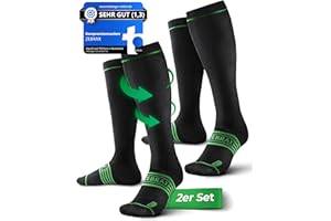 ZEBRAX® Kompressionsstrümpfe Damen & Herren [Gr. 35-47] zur Förderung der Performance I Gepolsterte Stützstrümpfe für schmerzfreies Joggen uvm. I Atmungsaktive Kompressionsstrümpfe Herren