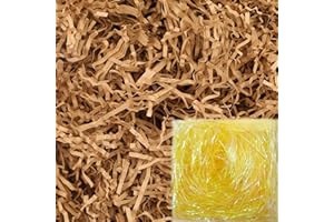 KYEDGC 200g Hamper Stuffing Filler, Red Shredded Tissue Paper, Raffia DIY Hamper Filling Filler Glitter Paper Shreds Box Basket Filling Grass Craft Ribbon for Birthday Party Supplies (Brown)