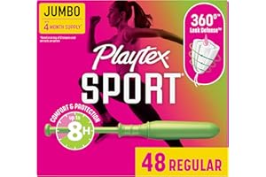 Playtex Sport Tampons, Regular Absorbency, Fragrance-Free - 48ct