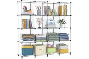 FUNLAX Cube Storage Unit, Storage Shelves, Storage Cubes with Hammer, Support DIY Cube Unit Suitable for Bookself, Clothes, Closet Organizers and Storage (Transparent, XXL)