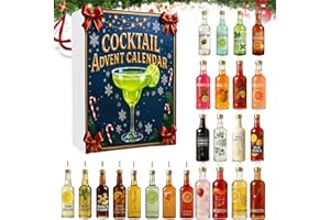 JOPWUE Cocktail-Adventskalender 2025, 24 Tage, Weihnachts-Countdown-Kalender, 24 Miniatur-Cocktails, Weihnachts-Countdown-Geschenke für Männer, Vater, Frauen, Weinliebhaber (A)