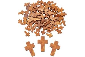 SUNNYCLUE 100Pcs croix en bois Pendentifs en Bois Naturel Petite Croix Charmes Pendentifs pour Party Favors Collier Fabrication de Bijoux DIY Artisanat Accessoires Faits à la Main, Chameau