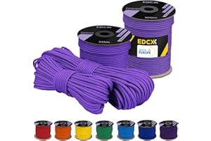 EdcX 4 mm Polyester Paracord 550 (15, 30 et 50 m) – 4 mm Type III, Corde de Parachute résistante à la déchirure pour la Survie 100% Polyester avec 7 Fils | Couleurs Unies