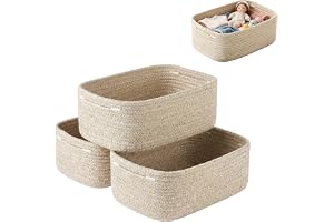 Förvaringskorgar, 30 x 20 x 11 cm hyllkorgar för ordning, vikbar korg flätad bomullsrep, små förvaringskorgar för att organis