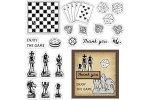 CRASPIRE Chess Poker Sellos de Goma Transparentes Dados Reutilizables Divertidos Sellos Transparentes de Silicona Sello para Hacer Tarjetas de Diario Amigos DIY Scrapbooking Marco de Fotos Álbum