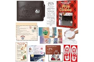 iZoeL Santa’s Lost Wallet Set Santa Evidence Kit– Christmas Prop with Wallet, Coin, Nice List Certificate Scratch Card, Footprint Snow, Santa License, Photos & Receipt – Secret Gifts for Kids