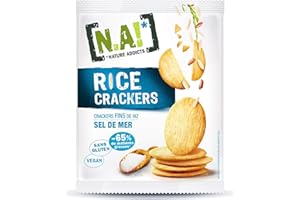 N.A! Nature Addicts - Rice Crackers Sel de Mer - Crackers Fins de Riz, Légers et Craquants - 65% de Matières Grasses en Moins que les Biscuits et Chips Apéritifs du Marché - 12 Sachets de 35 gr