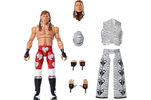 Mattel WWE Ultimate Edition Action Figure & Accessories Set, Shawn Michaels 6-inch Collectible with Swappable Heads & Hands, 30 Articulation Points, JKD31