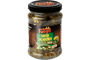 Fuego - Grüne Jalapeños, geschnitten , Verleiht einer Vielzahl an Gerichten eine mexikanische Schärfe , Ideal auch für Marinaden und Dressings , 1 x 210 g