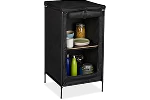 relaxdays Armoire de Camping, 2 étagères, HLP 87 x 47,5 x 47,5 cm, Espace de Rangement, Tente, Meuble, Accessoire, Gris