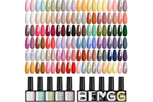 Phoenixy 55 Colores Pintauñas Semipermanentes 60PCS Esmalte Semipermanente para Uñas con Base y Top Coat Brillante Mate y Glitter Kit de Uñas Semipermanentes Regalo Navideño