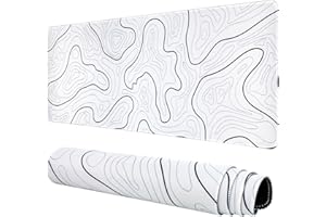 TXWWUS Large Gaming Mouse Pad, Topographic Mouse Mat for Gaming Mousepad Office, Long XL Mouse Pads Keyboard Pad for Computer Laptop 31.5''x11.8'' Desk Mat (White)