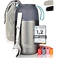 Milu Thermos per Alimenti I 450ml / 650ml / 800ml I Contenitore Termico di Acciaio Inossidabile, Isotermico Sottovuoto per Ci