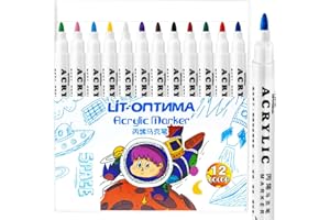 Hmeuest Paint Pens, Acrylic Paint Pens for Rocks Painting Glass Stone Ceramic Craft Supplies, Paint Markers for Christmas Easter Egg Pumpkin Markers (12 Pack)