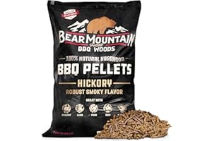 Bear Mountain Premium BBQ Woods 100 Percent All Natural Hardwood Hickory Pellets, Perfect for Pellet Smokers & Grills for Wood-Fired Flavor, (40 Pounds Bag)