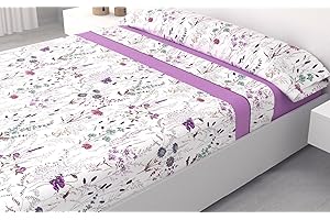 HM'S HOME'SECRET Juego de Sábanas de 100% Microfibra, 3 Piezas, Varios Modelos y Tamaños. (Vera Malva, Cama 150cm)