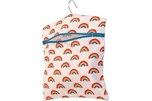 Beldray LA081544EU7 Borsa portamollette agganciabile al filo stendibiancheria Rainbow, Gancio per appendere facilmente la borsa, Contiene fino a 50 mollette, 33 x 30 cm, Turchese/Bianco/Rosso