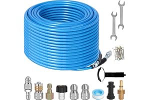 GEKUFA Tuyau de nettoyage de canalisations 30 m - Kit de nettoyage pour Kärcher K2-K7, nettoyeur haute pression Bosch - 5800 PSI - Jet d'eau - Tuyau de débouchage (bleu)