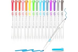 ABEIER Surligneur Pastel,15 Couleurs Surligneurs Pastel, Feutre Pastel à Double Pointe, pour salle de classe, bureau, étudiant,Papeterie pour le Bureau de L'école