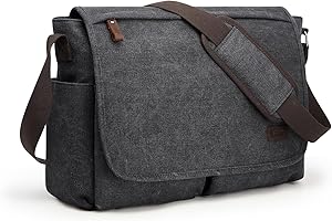 S-ZONE Large Men's Messenger Bag Crossbody Shoulder Bags 15.6Inch Laptop Canvas Briefcase Satchel with Laptop Sleeve