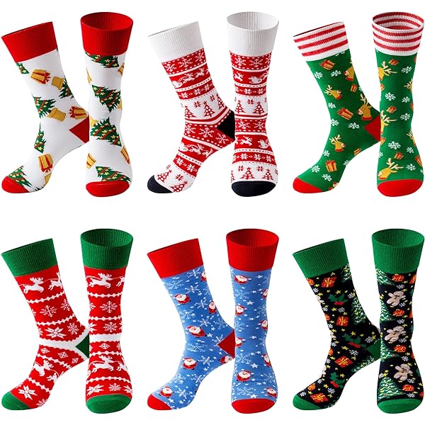 4 Paar Weihnachtssocken Mit Motiven - Lustige Kuschelsocken Größe 36-44 Für Damen & Herren