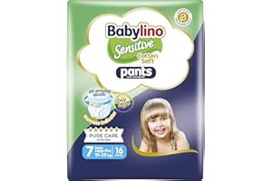 Babylino Sensitive Cotton Miękkie pieluchy rozmiar 7, spodnie XL Plus (15-25 kg), 16 sztuk