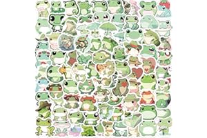 PNGIF Cartoon-Frosch Sticker Set 100 Stück, Lustig Frosch Aufkleber für Laptop Koffer Motorrad Helm MacBook Scrapbook Skateboard Wasserfeste Kawaii Tiere Stickerbomb Klein Sticker