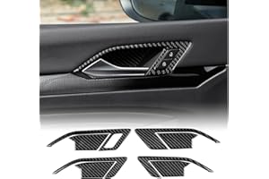 KUNGKIC Fibre de Carbone Voiture poignée de Porte intérieure Cadre Autocollant Boucle de Porte de Voiture poignée de Porte Compatible with Volkswagen VW Golf 8 2020-2023 Accessoires(Un Trou Noir)