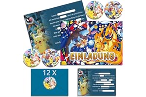 IRONIUM 12x Einladungskarten Kindergeburtstag mit Umschlag Deutsch, Kindergeburtstags Party Einladungen Junge, Cartoon Geburtstag Einladungskarten Set für Kinder Themed Party (A6)